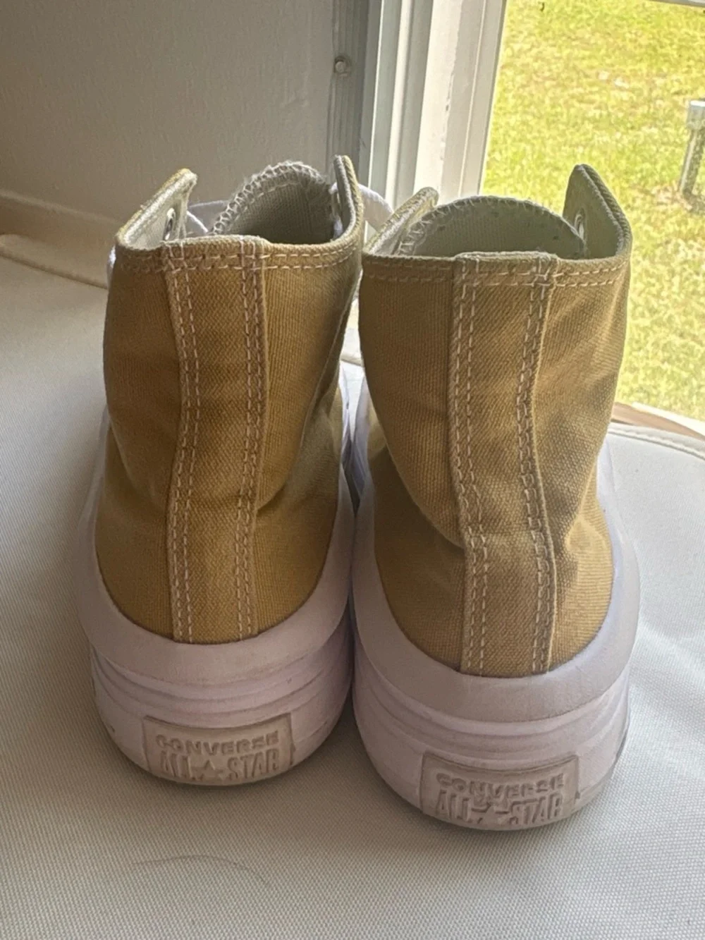 Converse High-Top Sneakers in Mustard Yellow and White